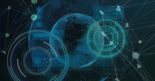 Animation of data processing and network of connections over globe. Global connections, computing and data processing concept digitally generated video. - Powered by Shutterstock - Get 15% off with code: PIKWIZARD15