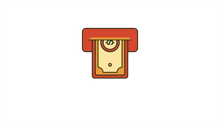 money comes out of the ATM machine animated video design