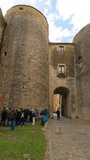 Vertical video of the city of Girona Timelapse copy Space Medieval city, European tourism