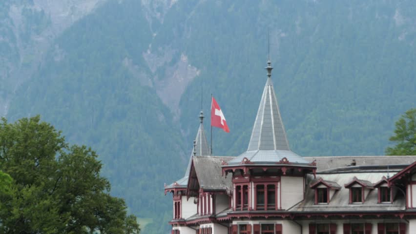 The Giessbach Hotel, overlooking Lake Brienz.