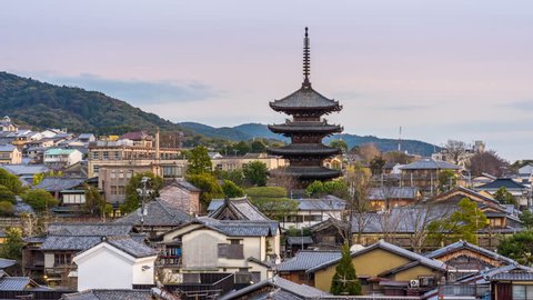 Kyoto, Japan old town skyline in the Higashiyama district.