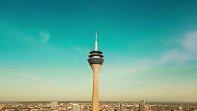 Aerial Video for Rhine Tower (Rheinturm) in Duesseldorf city