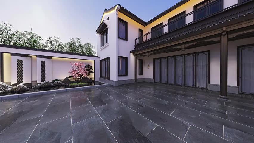 Inner Yard Scene- 3D Render - Panoramic View
