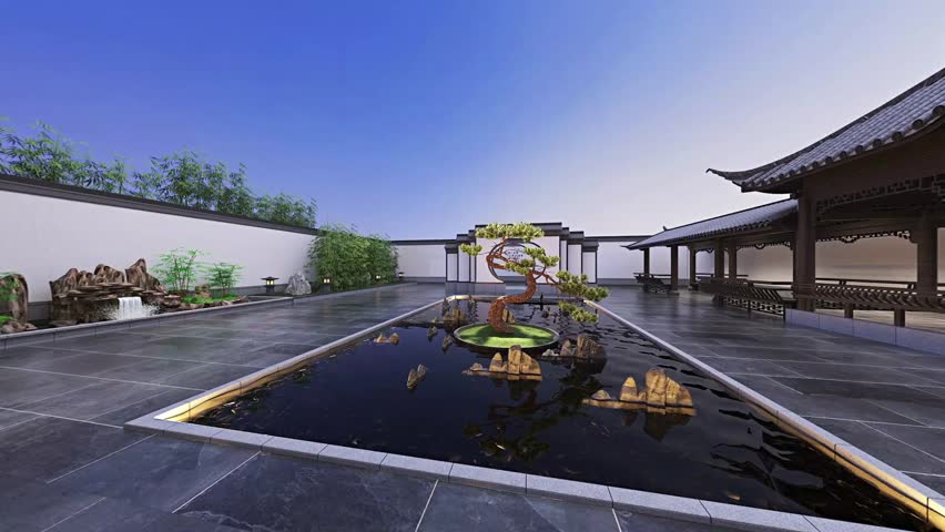 Inner Yard Scene- 3D Render - Panoramic View
