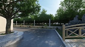Inner Yard Scene- 3D Render - Panoramic View