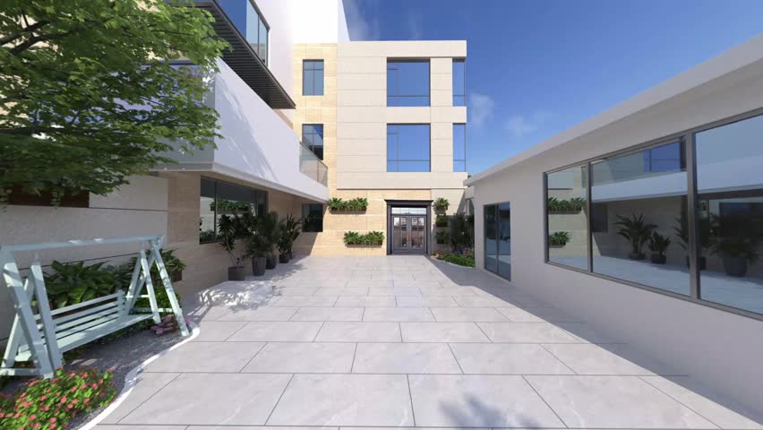 Backyard Patio Scene - 3D Render - Panoramic View