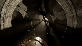 3D animation of an old style clock placed in the middle of a secret tomb looking upwards to the dark sky - Powered by Shutterstock - Get 15% off with code: PIKWIZARD15