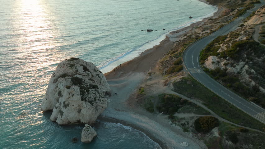 Rock of Aphrodite during golden hour, Paphos, Cyprus