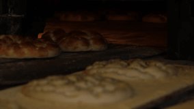 Making Turkish Pita in a Traditional Wood Fire Oven Video, Ramadan Cuisine Turkish Pita (Pide), Uskudar Istanbul, Turkiye (Turkey)
