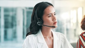 Call center, customer support and woman in office for consulting, help and CRM service. Telemarketing, networking and business person listen with headset for contact, connection and communication - Powered by Shutterstock - Get 15% off with code: PIKWIZARD15