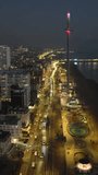 Vertical Video of Brighton, Vertical Aerial View Shot, night, evening