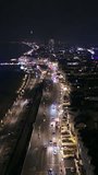Vertical Video of Brighton, Vertical Aerial View Shot, night, evening