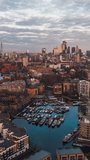 Vertical Video of London, Vertical Aerial View Shot, sunset, sunrise