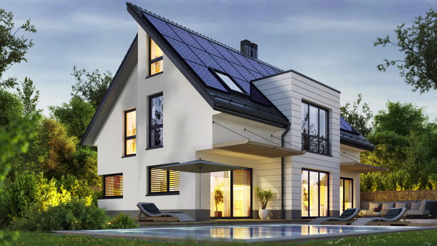 Modern House with Solar Panels