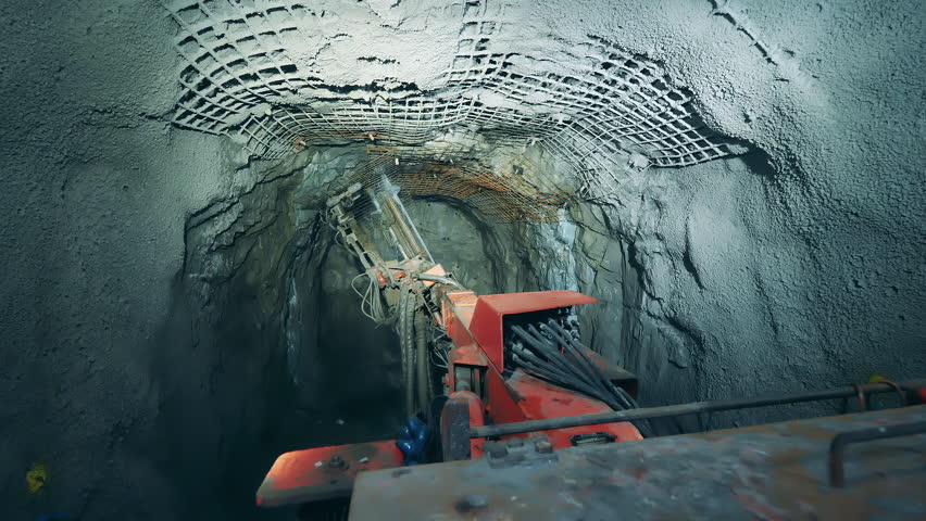 Underground tunnel is being irrigated by an industrial bore