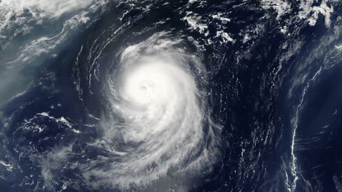 hurricane spinning in ocean from satellite from above. eye of a large typhoon. hurricane in the ocean. hurricane storm, tornado, satellite view