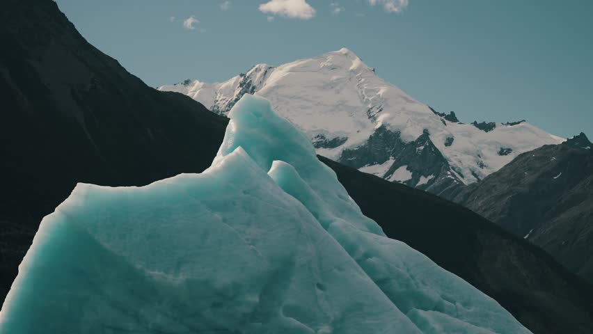 Icebergs And Mountains, Argentino Lake, Patagonia, Argentina - Low Angle Royalty-Free Stock Footage #3458045927
