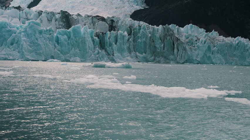 Glacier On Lago Argentino, Patagonia, Argentina - Tilt Up Shot Royalty-Free Stock Footage #3458068309
