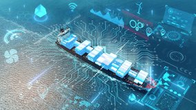 AI technology. Global Logistics international delivery concept, World map logistic and supply chain network distribution container Ship running for export import to customs cean concept isometric - Powered by Shutterstock - Get 15% off with code: PIKWIZARD15