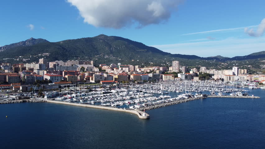Aerial View Of Port Tino Rossi Marina In Ajaccio, Barreira, France.