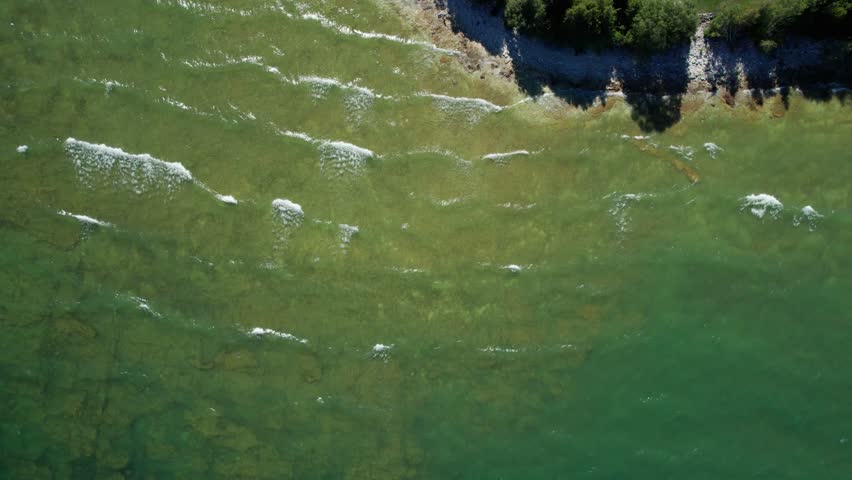 Birdseye view looking straight down at a light house in door county, Wisconsin