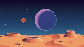 Pixel art space animation with satellites and falling stars. - Powered by Shutterstock - Get 15% off with code: PIKWIZARD15