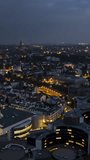 Vertical Video of Strasbourg, Vertical Aerial View Shot at night, evening