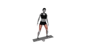 woman balance board fitness exercise workout animation.