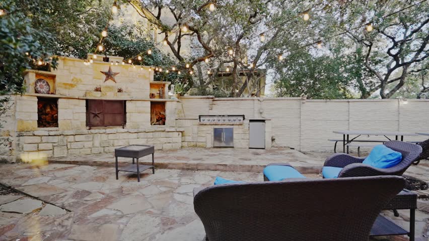 San Antonio, texas - July 18th 2023: a home back yard