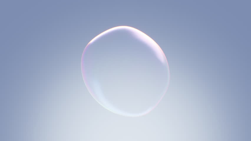 Single Soap bubble isolated flies over a light background for compositing. Seamless loop. Abstract smooth liquid shape