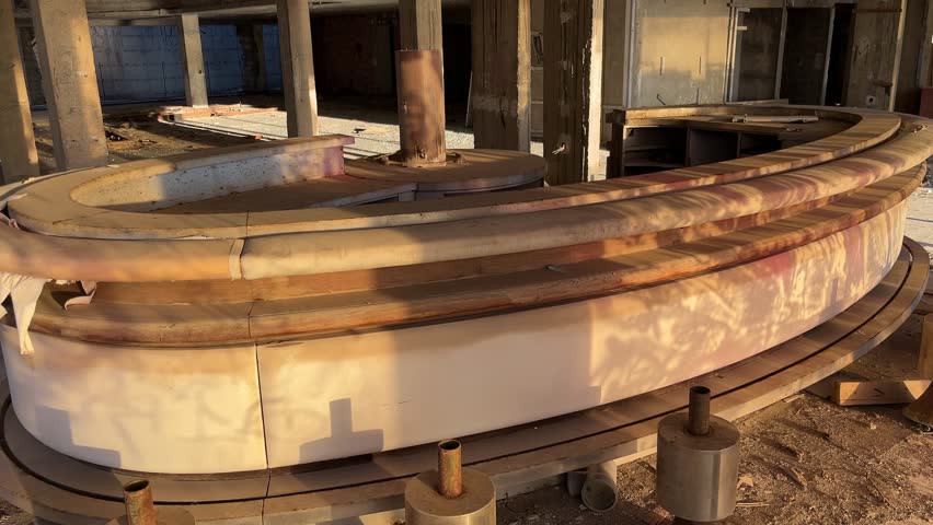 Old bar counter of original design in an abandoned hotel