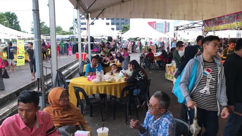 Melaka, Malaysia - January 3rd, 2018: Short video showing the stall and people at theThailand food festival in Melaka. 