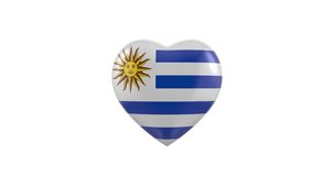 Pulsating Uruguay flag heart on a white background.