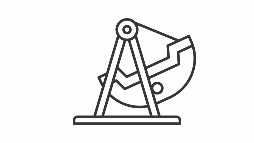 Animated pirate ship amusement icon. Swinging boat attraction line animation. Viking entertainment, carnival. Black illustration on white background. HD video with alpha channel. Motion graphic