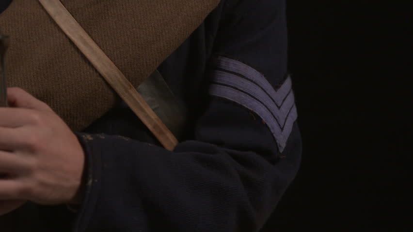 VIRGINIA - SEPTEMBER 2017 - Close details of Authentically recreated Civil War Union Army Soldier circa 1864, Sherman