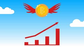 Bitcoin Growth Animation, Concept of Market Expansion , Witness the concept of Bitcoin growth with an animation depicting its rise in value, showcased through a graph and upward arrow, symbolizing - Powered by Shutterstock - Get 15% off with code: PIKWIZARD15