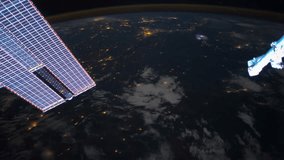 Planet Earth seen from the International Space Station at night over from Myanmar to Malaysia, Time Lapse 4K. Images courtesy of NASA Johnson Space Center. Pan Up Motion.