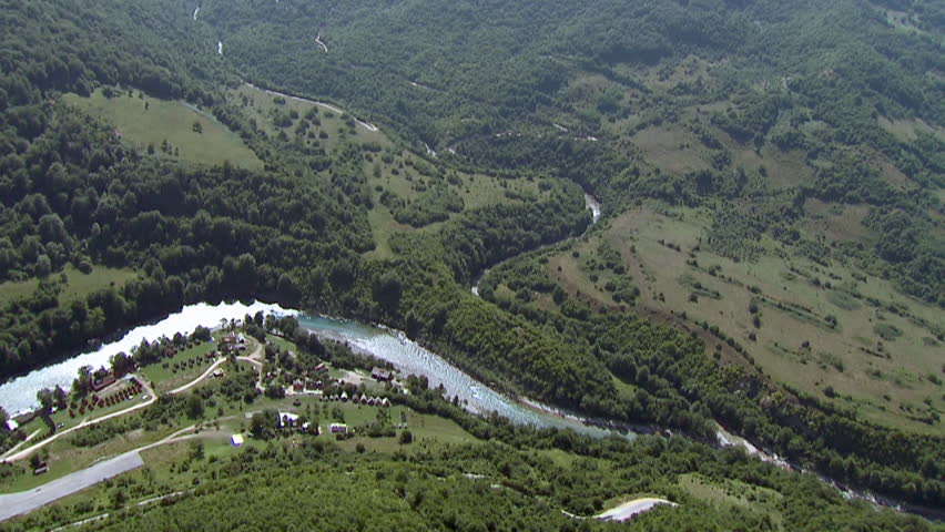 Rafting center and the river Drina