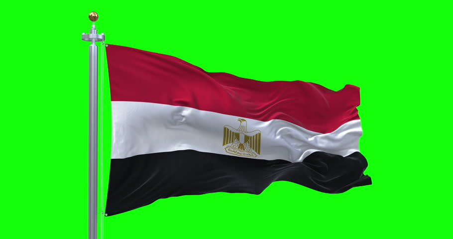 Egypt Flag. 4K 3D Realistic Waving Flag with Green Screen (Perfect Loop)