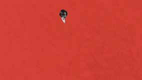 Stop motion, animation. Woman dancing in textures of bright red background. Modern design, contemporary art. Inspiration, idea, trendy urban magazine style. Minimalism. Dance club - Powered by Shutterstock - Get 15% off with code: PIKWIZARD15