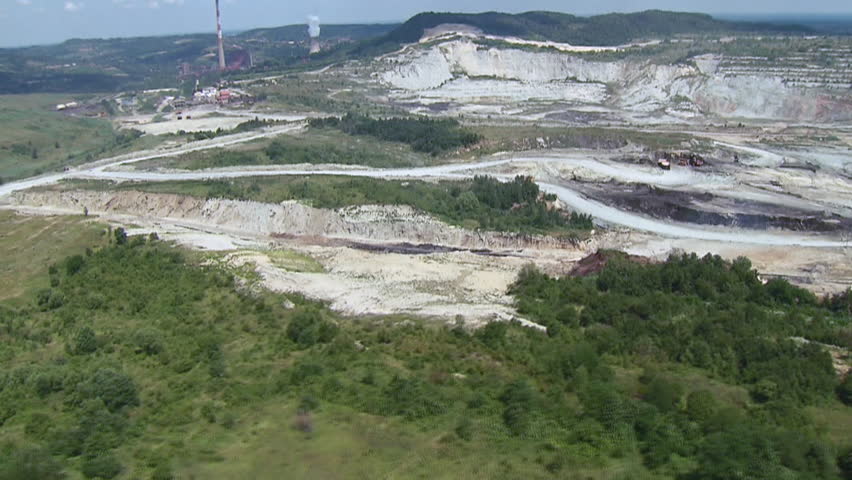 Coal fields and constructing machines near power plant