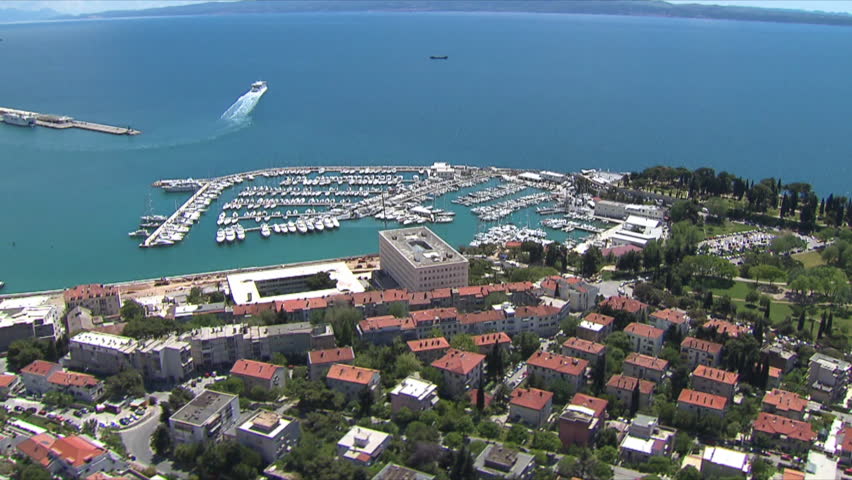 A very beautiful panoramic view of the mediterranean City of Split and its port,