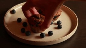 Close Up: Healthy Vegan Banana Blueberry Muffins