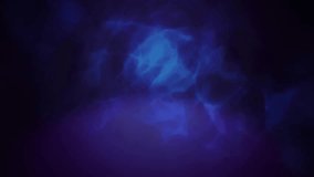 Animation of white spots moving over blue shapes on black background. Abstract background, pattern and texture concept digitally generated video.