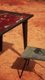 old ruster metal table in desert