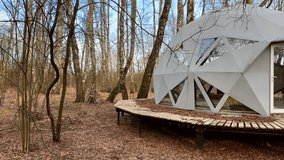 Glamping Domes in campsite in forest. Geodesic Dome House. Glamping Home for relax and yoga. Camping in Glamping park. FDomes geodesic, geodome tent in nature. Luxury Dome tent in camping. Adventure - Powered by Shutterstock - Get 15% off with code: PIKWIZARD15