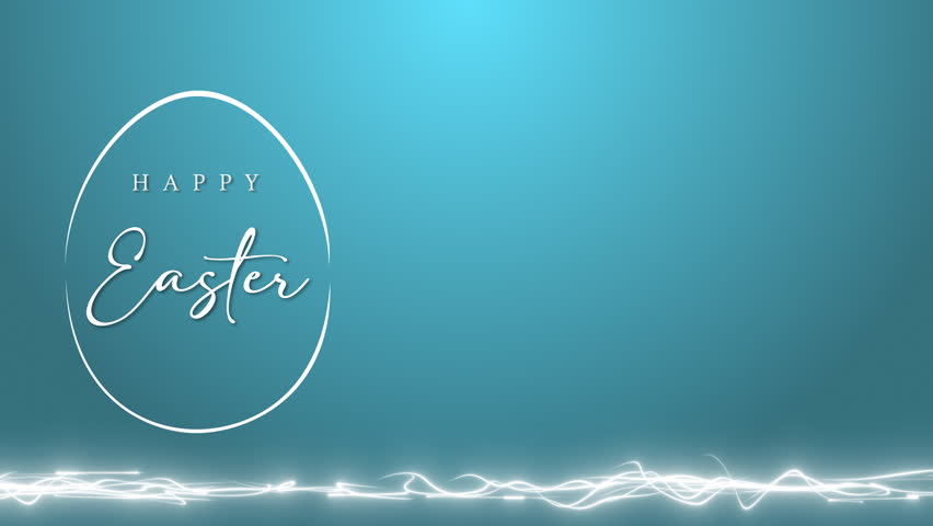 Patterned Easter eggs with empty space for text, happy easter inside egg on duck egg Blue background. Looping particles running Royalty-Free Stock Footage #3459144559