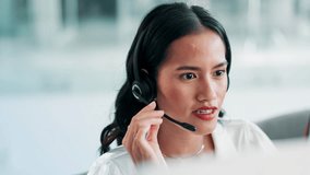 Call center, customer support and woman on computer talking for consulting, help and CRM service. Telemarketing, networking and business person with headset for contact, connection and communication - Powered by Shutterstock - Get 15% off with code: PIKWIZARD15