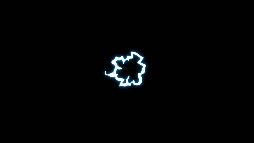 2D cartoon FX animation of electric shape elements isolated on black background.High resolution 4K video.