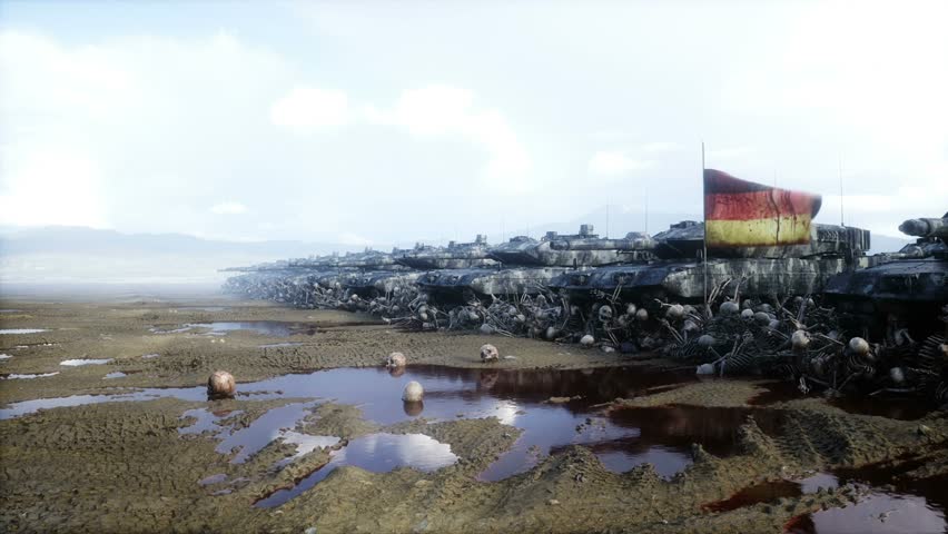 Germany military tanks leopards and skulls. Help for ukraine. Anti war concept.